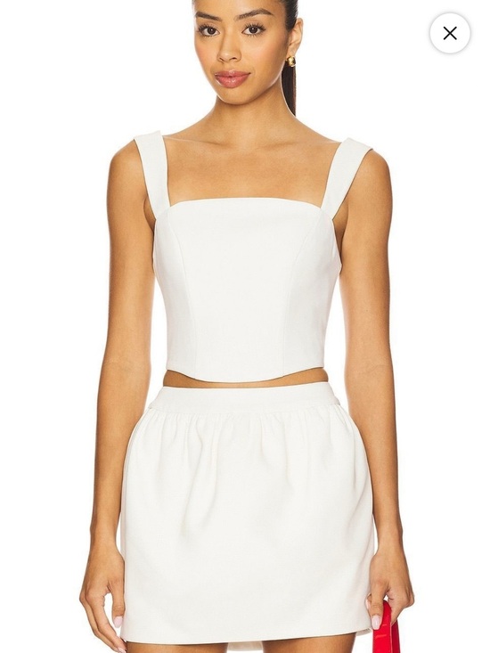 Lovers + Friends Tops - Lovers + Friends Jacqueline White Square-Neck Cropped Corset Boning Tank XL